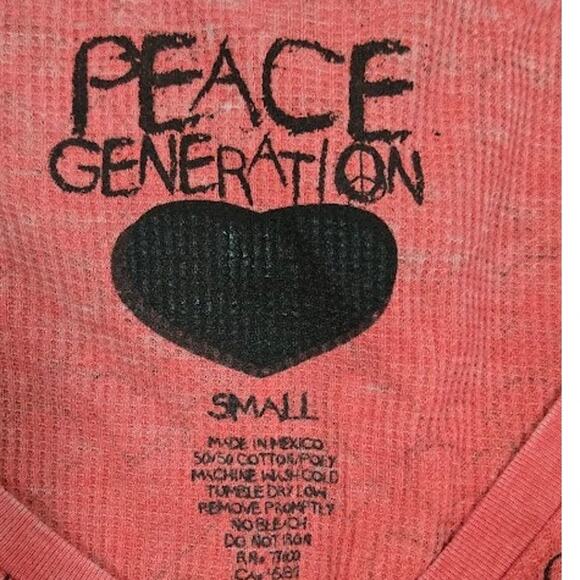 Peace Generation Red‎ Graphic Long Sleeve Shirt Women's Size Small - Picture 4 of 4